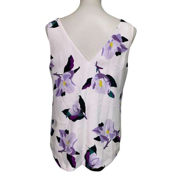 Banana Republic Womens Small White 100% Polyester Floral Sleeveless V Neck Top - Picture 4 of 7